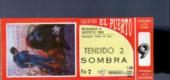 Tauromachia: ENTRADA DE TOROS ENTERA. PLAZA DEL PUERTO SANTA MARIA. 1992.