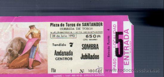 Tauromachia: ENTRADA DE TOROS ENTERA. PLAZA DE SANTANDER. 1993.