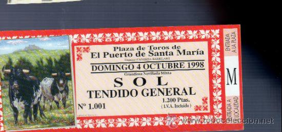 Tauromachia: ENTRADA DE TOROS ENTERA. PLAZA DEL PUERTO SANTA MARIA. 1998.