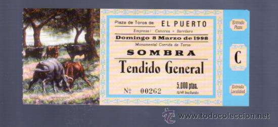 Tauromachia: ENTRADA DE TOROS ENTERA. PLAZA DEL PUERTO SANTA MARIA. 1998.