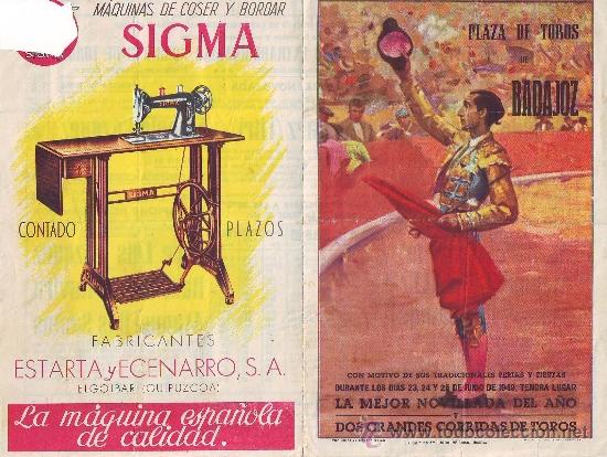 Tauromaquia: BADAJOZ. PROGRAMA DE TOROS DE MANO DE 1949 - Foto 1