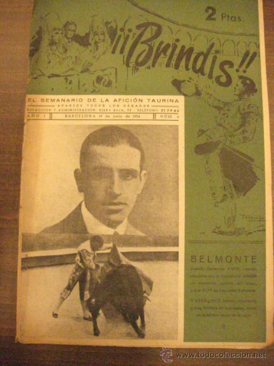 Tauromaquia: BRINDIS. EL SEMANARIO DE LA AFICION TAURINA. LOTE DE 11 REVISTAS. VER DESCRIPCION....