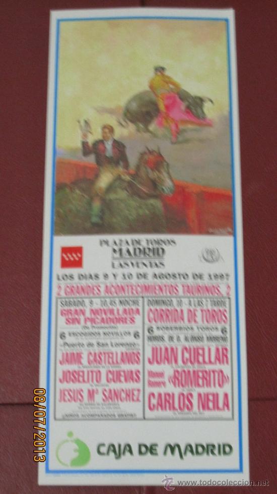 Tauromaquia: CARTEL DE TOROS, PLAZA DE MADRID. JAIME CASTELLANOS, JOSELITO CUEVAS, JESUS M&ordf; SANCHEZ... A&Ntilde;O 1997.
