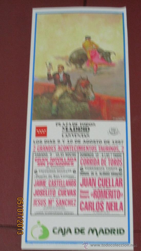 Tauromaquia: CARTEL DE TOROS, PLAZA DE MADRID. JAIME CASTELLANOS, JOSELITO CUEVAS, JESUS M&ordf; SANCHEZ... A&Ntilde;O 1997.