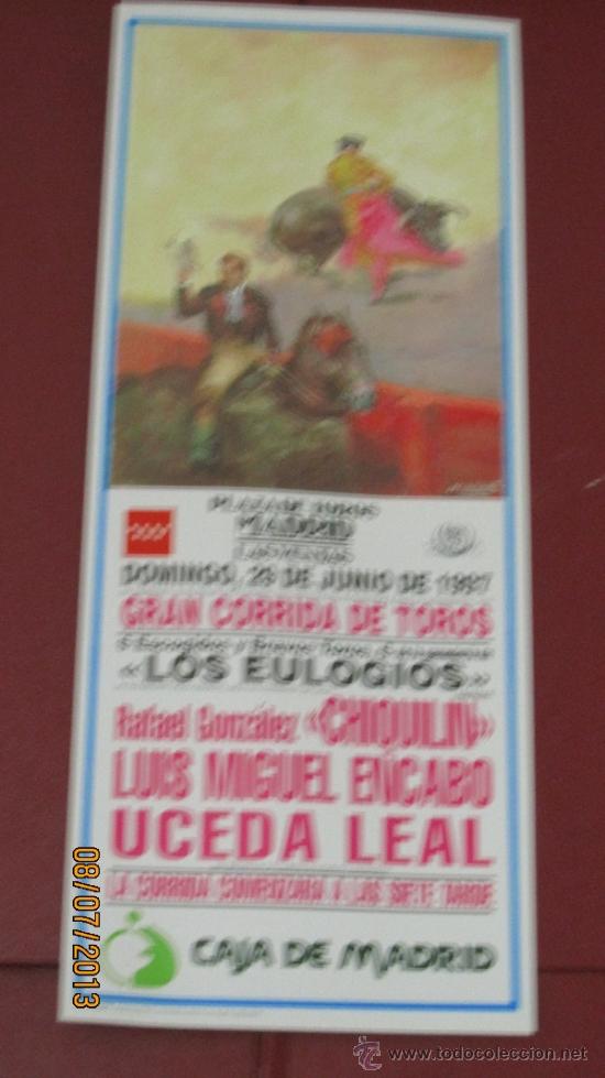Tauromaquia: CARTEL DE TOROS, PLAZA DE MADRID. RAFAEL GONZALEZ, LUIS MIGUEL ENCABO Y UCEDA LEAL. A&Ntilde;O 1997.