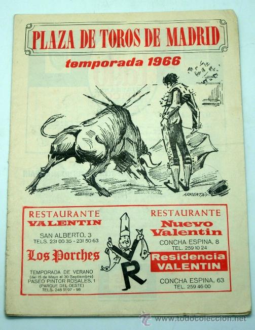 Tauromaquia: Programa Plaza de toros Madrid temporada 1966 - Foto 1