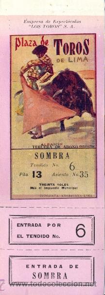 Tauromaquia: Entrada plaza de toros de LIMA 10  MARZO 1946. BELMONTE, MANOLETE Y ARRUZA