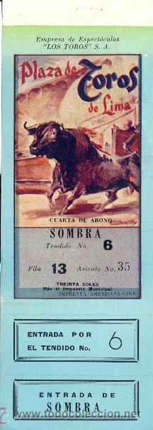Tauromaquia: Entrada plaza de toros de LIMA 19 MARZO 1946. BELMONTE, MANOLETE Y MONTANI