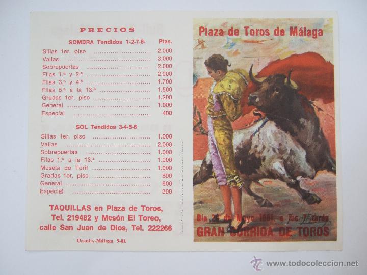 Tauromaquia: FOLLETO PROGRAMA DE MANO - TOROS - 1981 - RAFAEL TORRES - JOSE ORTEGA - EL MERLO