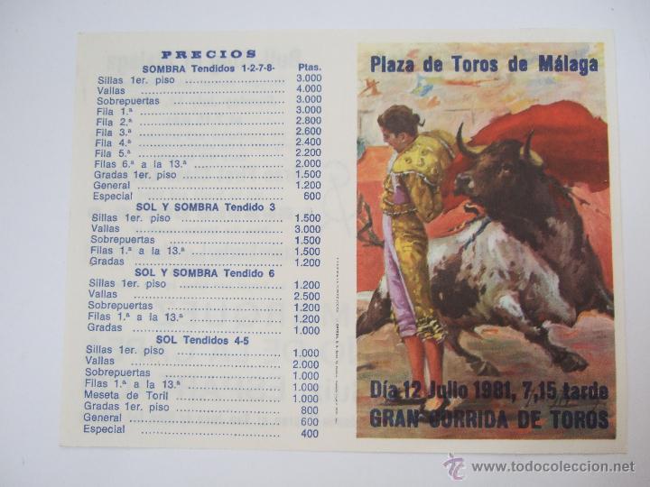 Tauromaquia: FOLLETO PROGRAMA DE MANO - TOROS MALAGA - 1981 - MIGUEL MARQUEZ - NI&Ntilde;O DE LA CAPEA - ESPARTACO