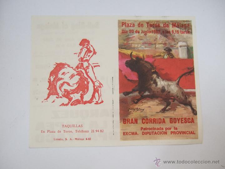 Tauromaquia: FOLLETO PROGRAMA DE MANO - TOROS MALAGA 1982 - MIGUEL MARQUEZ - NI&Ntilde;O DE LA CAPEA - ESPARTACO