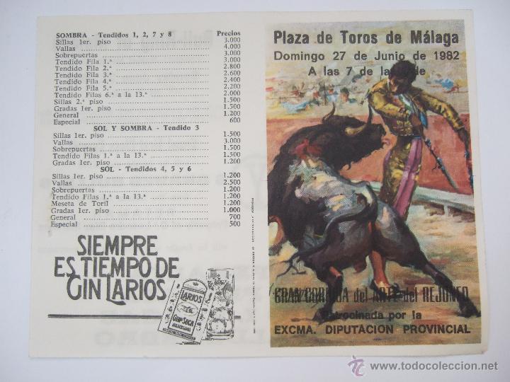 Tauromaquia: PROGRAMA MANO - TOROS MALAGA 1982 - REJONEO - ANGEL RAFAEL PERALTA - ANTONIO VARGAS - L VALDENEBRO
