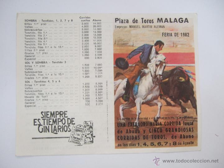Tauromachie: FOLLETO PROGRAMA DE MANO - TOROS FERIA MALAGA 1982 - 6 CORRIDAS DE TOROS