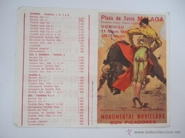 Tauromaquia: FOLLETO PROGRAMA DE MANO - TOROS MALAGA 1986 - NOVILLADA - J R ROMERO - SALVADOR MARIN - EL RONDE&Ntilde;O