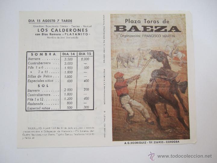 Tauromaquia: FOLLETO PROGRAMA DE MANO - TOROS BAEZA 1982 - PACO CAMINO - JOSE FUENTES - JOSE MARI MANZANARES