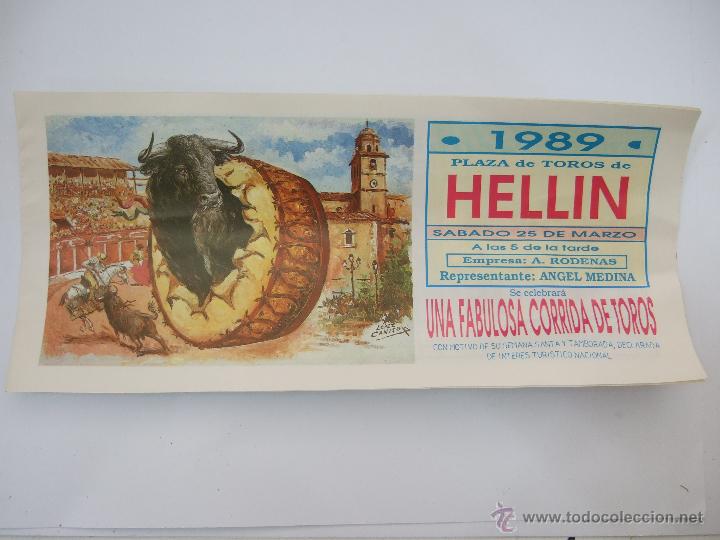 Tauromaquia: FOLLETO PROGRAMA DE MANO - TOROS HELLIN 1989 - ORTEGA CANO - MANZANARES - LITRI