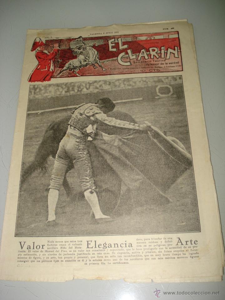 Tauromaquia: Semanario Taurino Defensor de la Verdad *EL CLAR&Iacute;N* N&ordm; 469 con Manuel del Pino - Valencia A&ntilde;o 1931