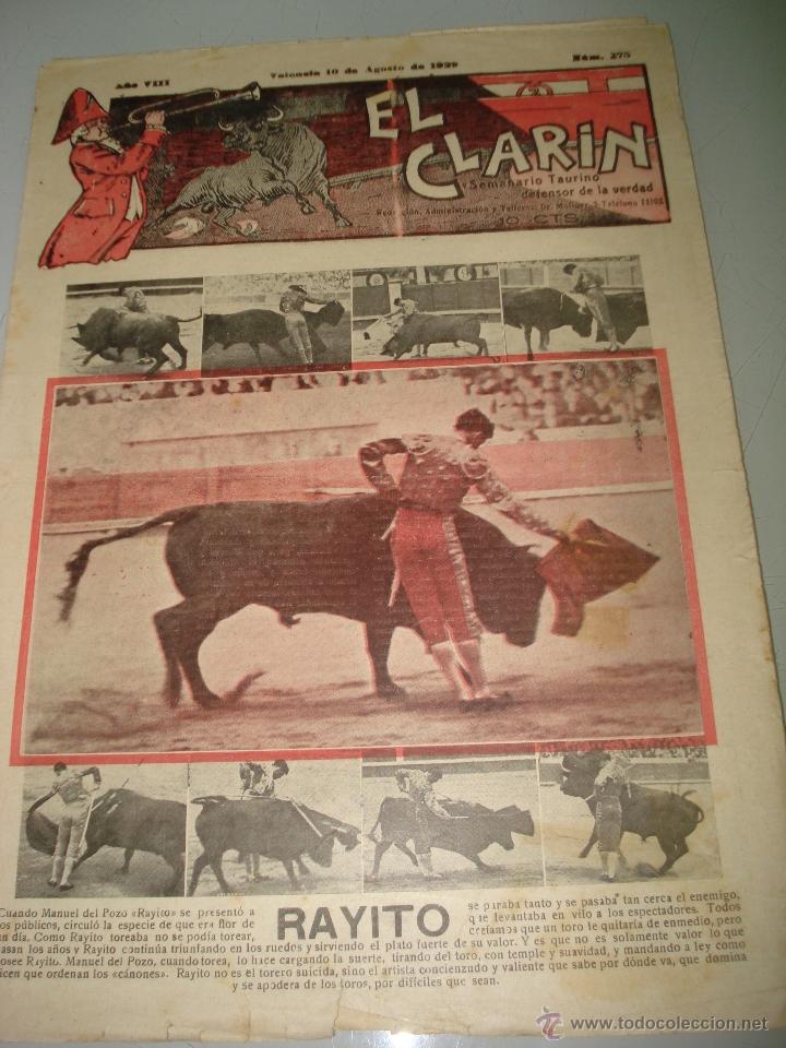 Tauromaquia: Semanario Taurino Defensor de la Verdad *EL CLAR&Iacute;N* N&ordm; 375 con RAYITO - Valencia A&ntilde;o 1929