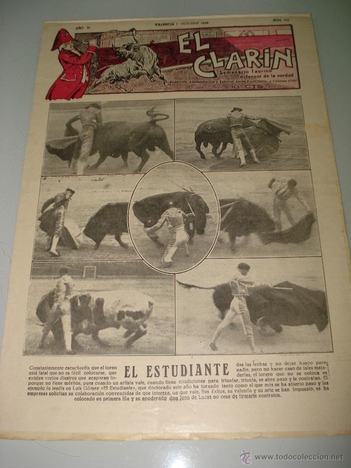 Tauromaquia: Semanario Taurino Defensor de la Verdad *EL CLAR&Iacute;N* N&ordm; 422 con PACO TAMARIT - Valencia - A&ntilde;o 1930