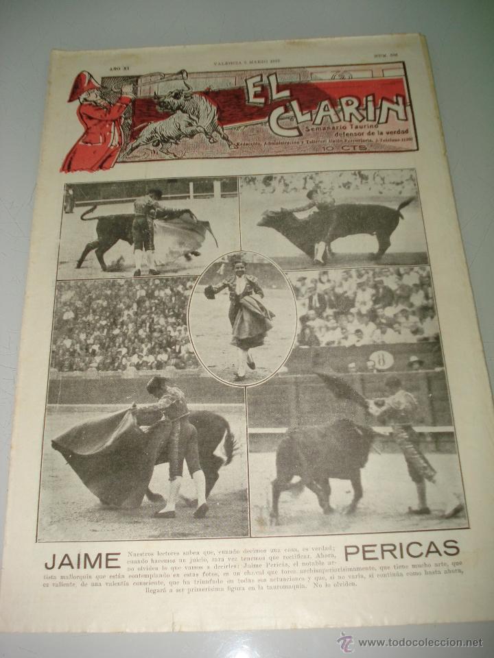 Tauromaquia: Semanario Taurino Defensor de la Verdad *EL CLAR&Iacute;N* N&ordm; 506 con JAIME PERICAS - Valencia - A&ntilde;o 1932