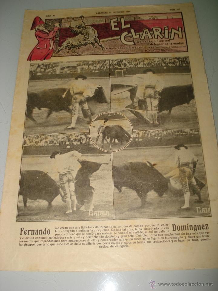 Tauromaquia: Semanario Taurino Defensor de la Verdad *EL CLAR&Iacute;N* N&ordm; 540 con FERNANDO DOM&Iacute;NGUEZ Valencia  A&ntilde;o 1932