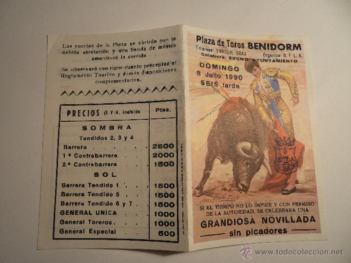 Tauromaquia: Programa de mano. Plaza de toros de Benidorm. 1990. (s-1) - Foto 1