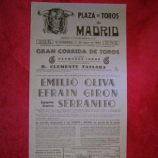 Tauromaquia: CARTEL PLAZA TOROS MADRID 1 DE MAYO DE 1966 - EMILIO OLIVA - EFRAIN GIJÓN - AGAPITO GARCÍA SERRANITO
