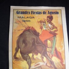 Tauromaquia: CARTEL DE MANO FIESTAS DE MÁLAGA 1946, TOROS