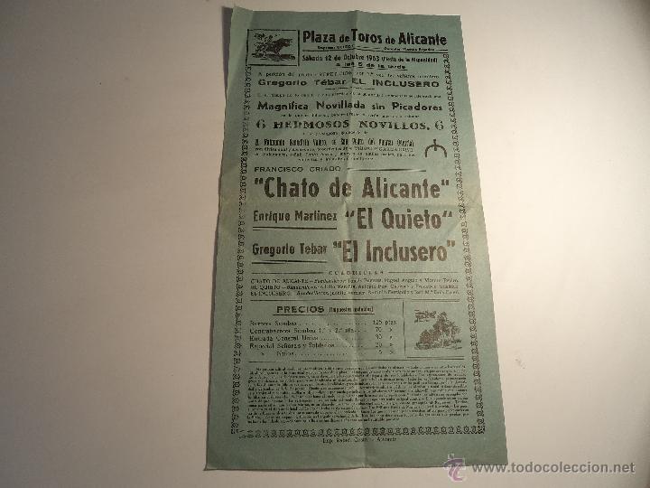 Tauromaquia: Cartel tauromaquia original. Plaza de toros de Alicante 1963. 17x31cm. (a-4).