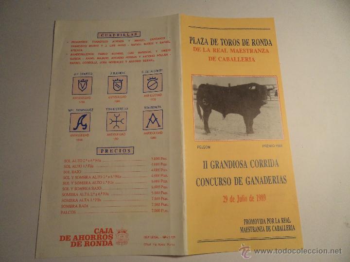 Tauromaquia: programa tauromaquia original. Plaza de toros de Ronda 1989. (a-4)