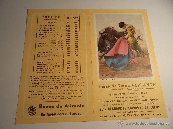 Tauromaquia: Programa tauromaquia original. Plaza de toros de Alicante 1979. (a-5)