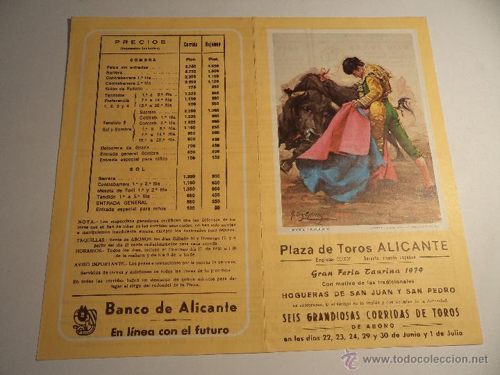 Tauromaquia: Programa tauromaquia original.Plaza de toros de Alicante 1979. (a-5)
