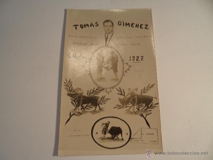 Tauromaquia: Foto postal Tom&aacute;s Gim&eacute;nez. - Foto 1