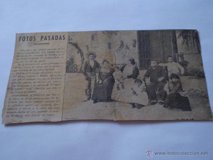 Tauromaquia: ANTIGUO RECORTE DE PRENSA TORERO JOSELITO Y FAMILIA.SEVILLA.