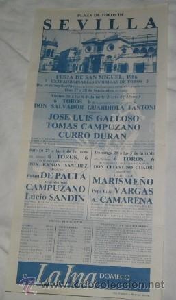 Tauromaquia: CARTEL DE TOROS EN SEVILLA, FERIA DE SAN MIGUEL DE 1986