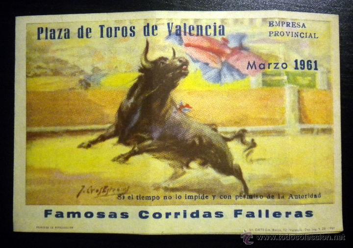 Tauromaquia: PROGRAMA TOROS CORRIDAS FALLERAS VALENCIA 1961 FALLAS - Foto 1