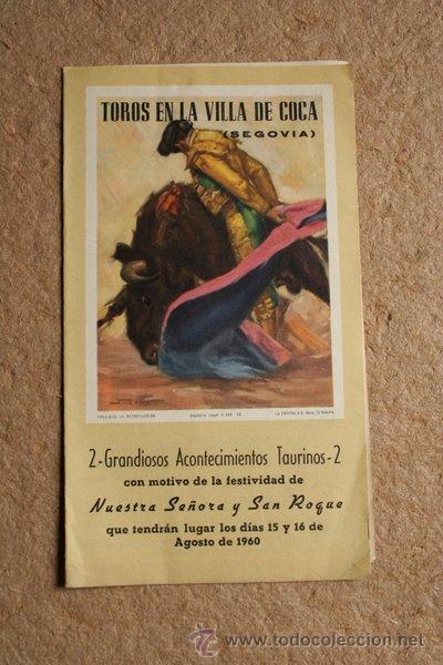 Tauromaquia: Programa de toros de  Villa de Coca (Segovia). 15 y 16 de agosto de 1960. Joselito de la Cruz.