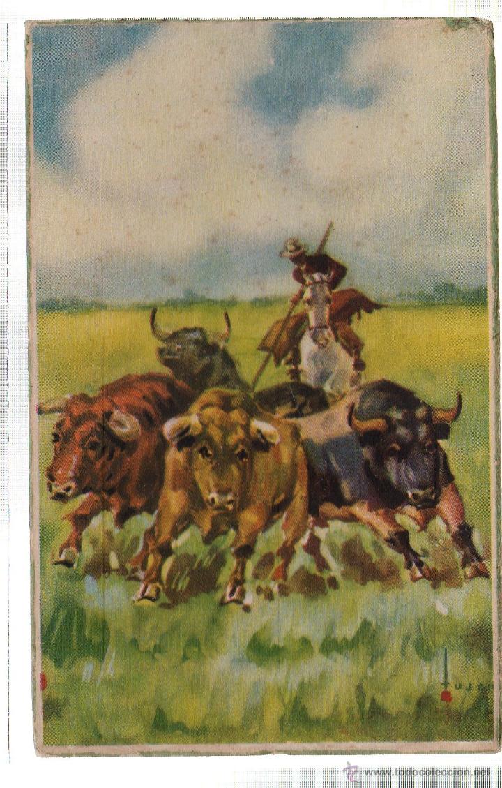 Tauromachia: TARJETA POSTAL. TOROS EN EL CAMPO. SERIE 260/1