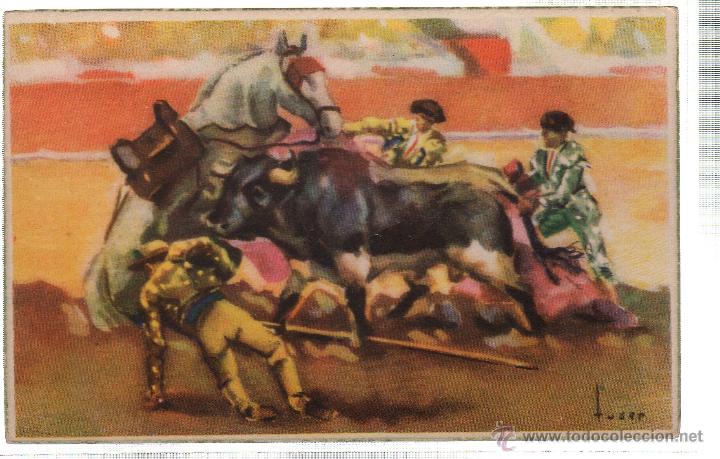 Tauromachia: TARJETA POSTAL. CAIDA AL DESCUBIERTO. SERIE 260/7