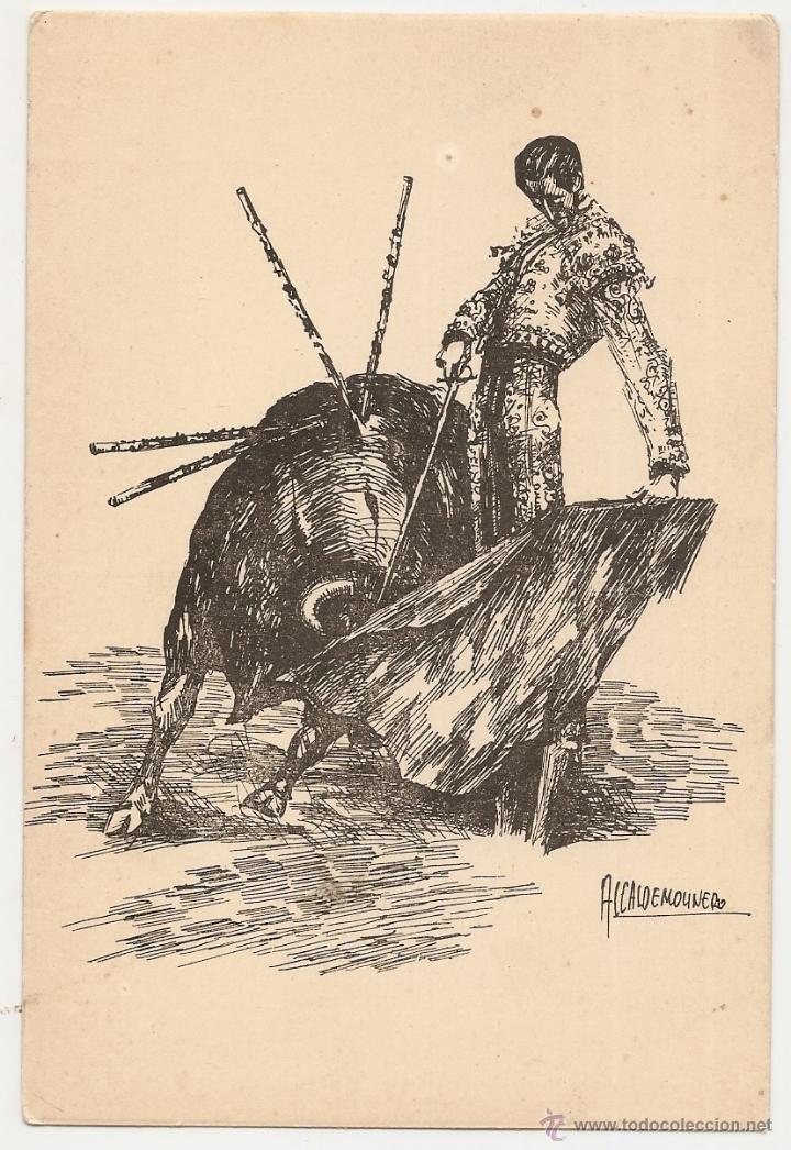 Tauromaquia: Postal de Manolete. Dibujo de Alcalde Molinero