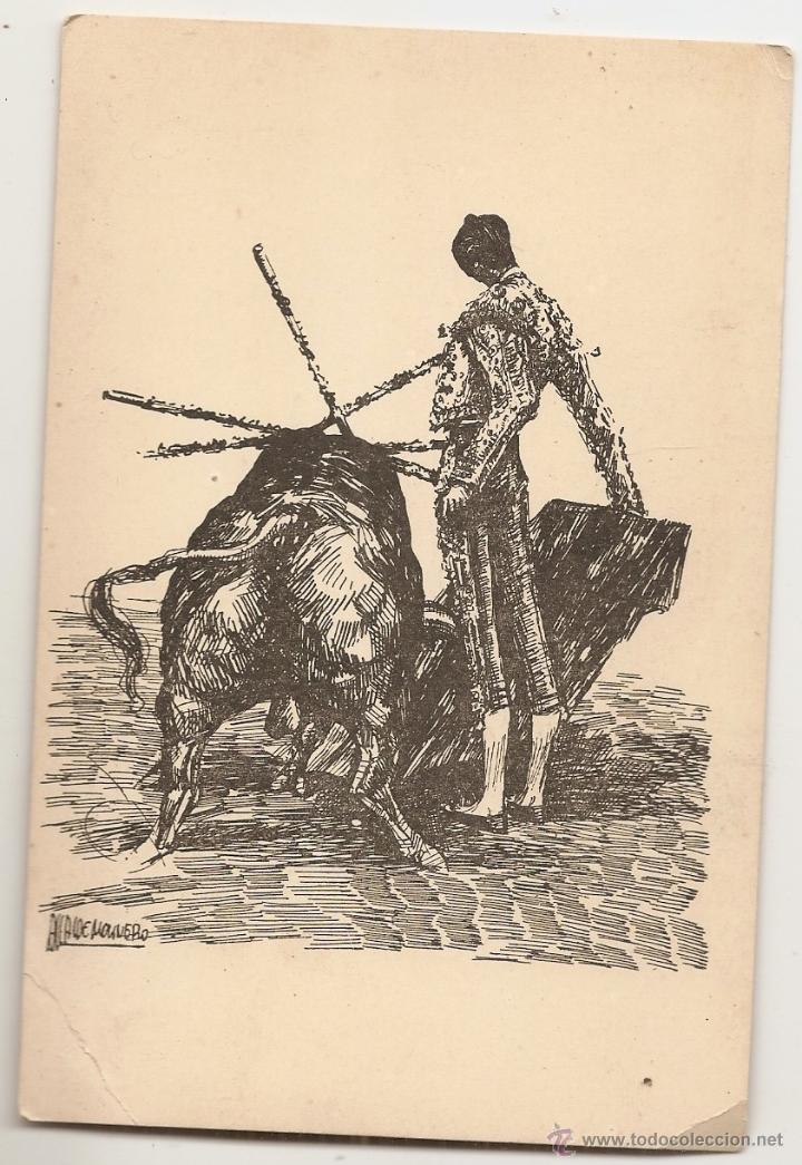 Tauromaquia: Postal de Manolete. Dibujo de Alcalde Molinero