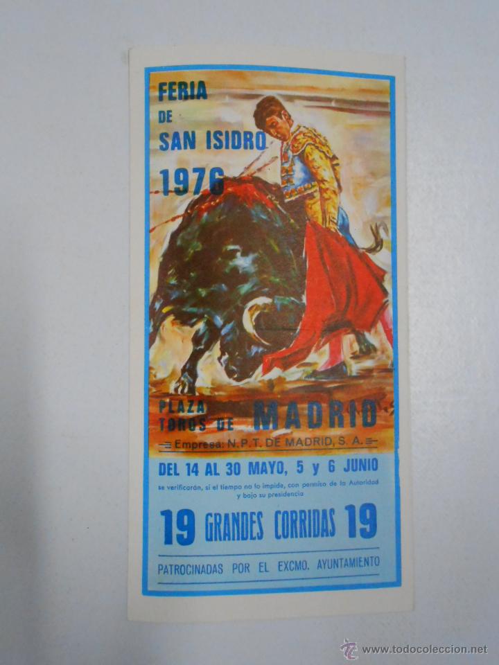 Tauromachie: Programa. Plaza de Toros de Madrid. Feria de San Isidro 1976. Del 14 al 30 de mayo. TDKP2