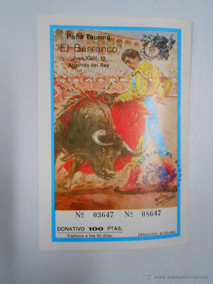 Tauromaquia: RECUERDO DONATIVO PE&Ntilde;A TAURINA EL BARRANCO. ARGANDA DEL REY. MADRID. DONATIVO. TDKP2