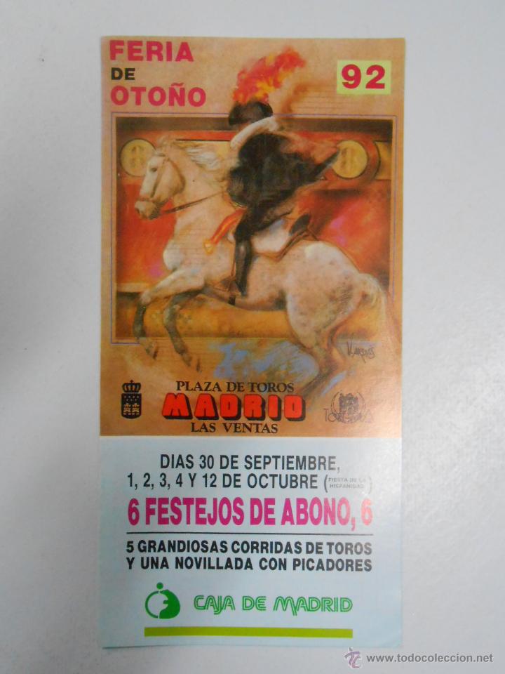 Tauromachie: PROGRAMA PLAZA DE TOROS FERIA DE OTO&Ntilde;O MADRID 1992. LAS VENTAS. OCTUBRE. TDKP2