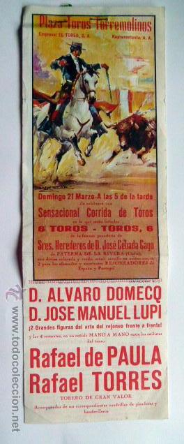 Tauromaquia: Cartel de mano con 4 entradas Plaza de Torremolinos 1971