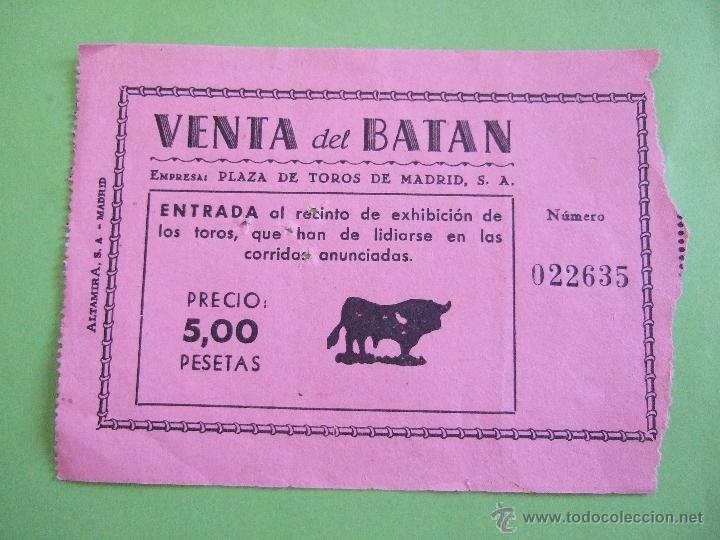 Tauromaquia: ENTRADA VENTA DEL BATAN - 5 PESETAS - Foto 1