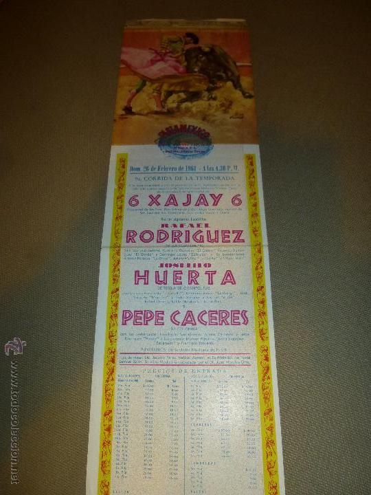 Tauromaquia: cartel mejicano,de 1961, plaza mexico, rafael rodriguez-joselito huerta-pepe caceres,. 47 x 12 cm.