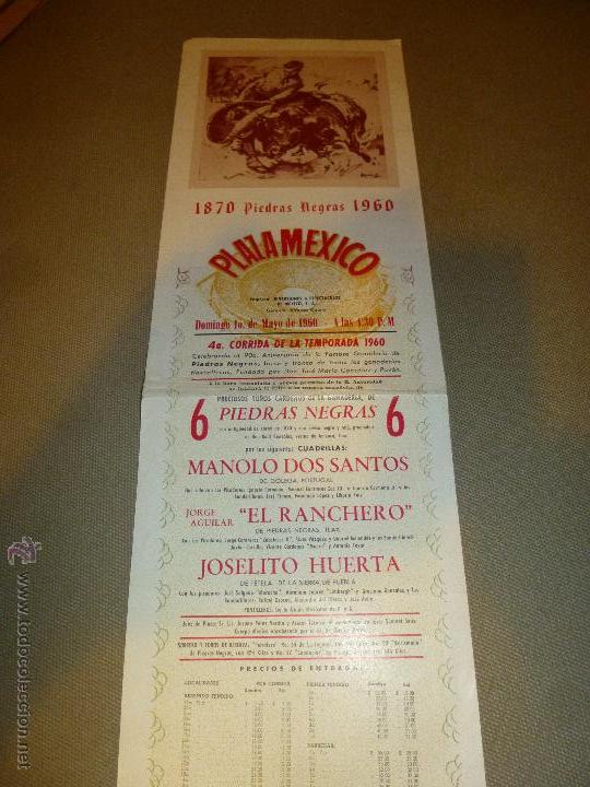 Tauromaquia: cartel mejicano, de 1960, plaza mexico, dos santos, el ranchero y joselito huerta
