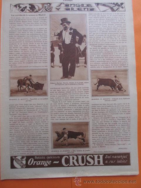 Tauromaquia: ARTICULO 1930 - SANGRE Y ARENA CHIQUITO DE LA AUDIENCIA PEPE HILLO JOSELITO DE LA CAL - 1 PAG.