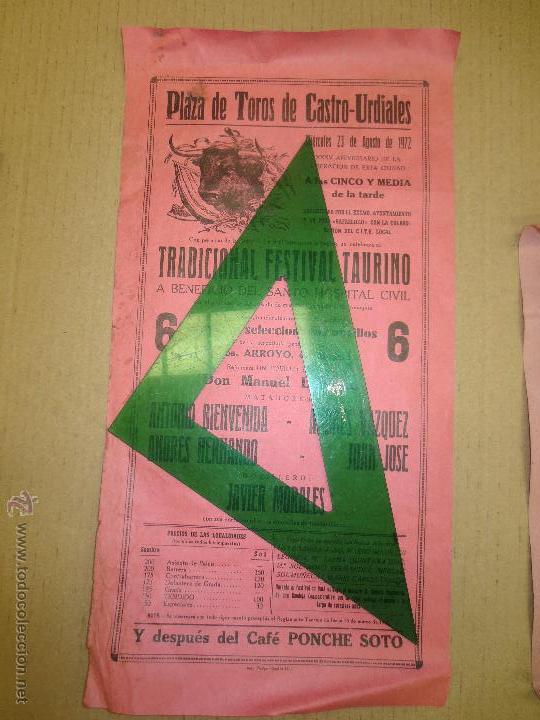 Tauromaquia: cartel toros castro urdiales 1972. santander. bilbao. antonio bienvenida. andres hernando.